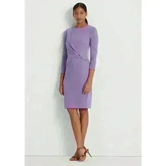 NEW! Lauren Ralph Lauren Women's 12 Jersey 3/4 Sleeve Dress NWT $145 - Picture 1 of 1